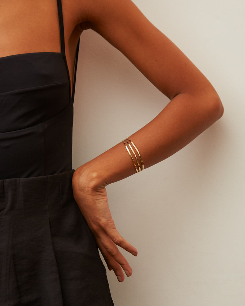 pulseira aro triplo banho ouro 18k-4
